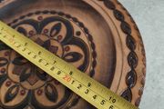 Vintage 1960s Polish Folk Art Handcrafted Carved Wood Plate for wall hanging. 11 inches dimeter or  28 CM.