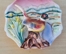 Napco Ceramic 3D Ring- Pheasant Wall Hanging Plaque Japan