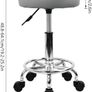 FREE SHIPPING PU Leather Round Rolling Stool with Foot Rest Swivel Height Adjustment Spa Drafting Salon Tattoo Work Office Massage Stools Task Chair Smal Image 3