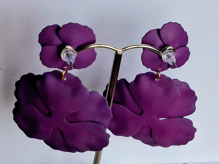 Aubergine & Gold Double Drop Primrose Earrings
