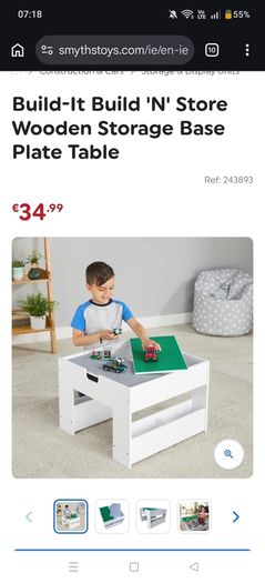 Lego table Build-It Build 'N' Store Wooden Storage Base Plate Table