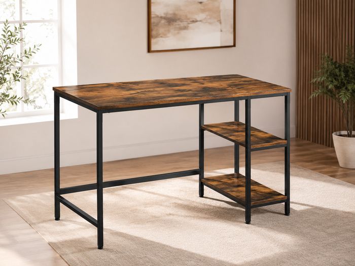 Industrial Computer Desk with Storage Shelves 120 cm Home Office Desk Vintage Brown