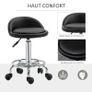 Set of 2 360 swivel rolling stools, seat adjustable 47-62H cm, chrome steel black synthetic upholstery Image 4