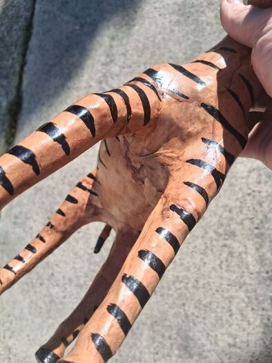 Mid Century Leather 11 Inch Zebra and Foal (Handpainted )