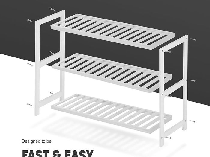 3 Tier Natural Bamboo Shoe Rack Easy Assembly & Strong Design Shelf Organiser Ideal for Bedroom,Bathroom,Hallway & Small Spaces Large Capacity Up to 12 Pairs of Shoes(55x70x25cm)