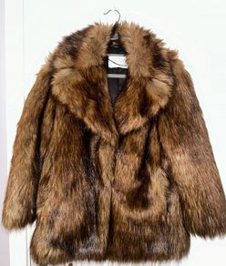 Zara Brown Faux Fur Coat Jacket Size S