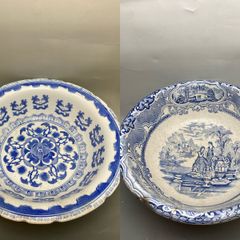 Vintage Etruscan and oriental Blue and White bowls