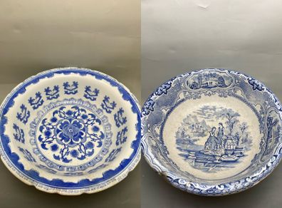 Vintage Etruscan and oriental Blue and White bowls