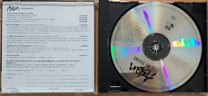 Aslan - Feel No Shame CD (1988) Original Release Irish Indie Rock EX+