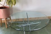 Vintage Mid century modern chrome and glass Theodore Waddell  coffee table