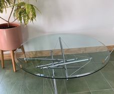 Vintage Mid century modern chrome and glass Theodore Waddell  coffee table