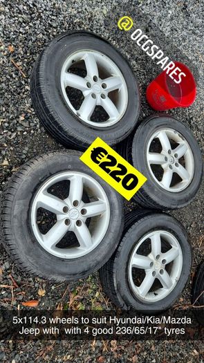 5x114.3 Wheels to suit Hyundai/Kia/ Mazda/Mitsubishi with 4x 235/60/16" Toyo All terrain tyres.