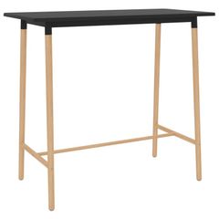 Bar Table Black 120x60x105 cm MDF & Solid Beechwood