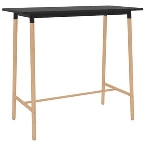 Bar Table Black 120x60x105 cm MDF & Solid Beechwood