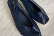 New Navy Leather Wedges, size 4