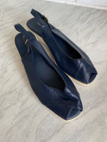 New Navy Leather Wedges, size 4