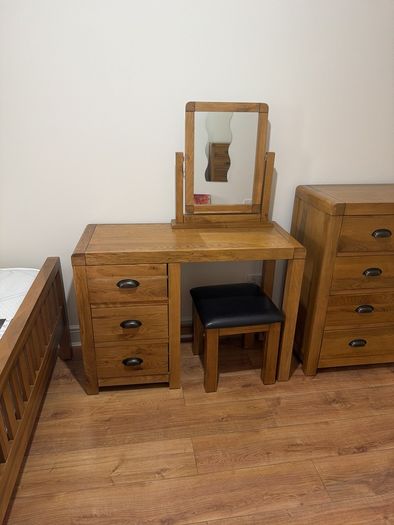 Solid Oak Bedroom Furniture (Double Bed, Mattress, Locker, Dressing table, Chest)