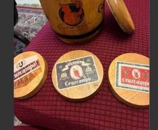 Vintage Cruzcampo Timber Barrel & Coasters Set