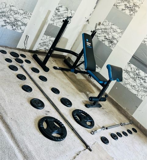 Iron Weights Adjustable Rack Bench Barbell Dumbbells
