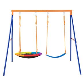 Swing Sets for Backyard 1 Saucer 1 Belt Swing Seat A-Frame Metal Stand