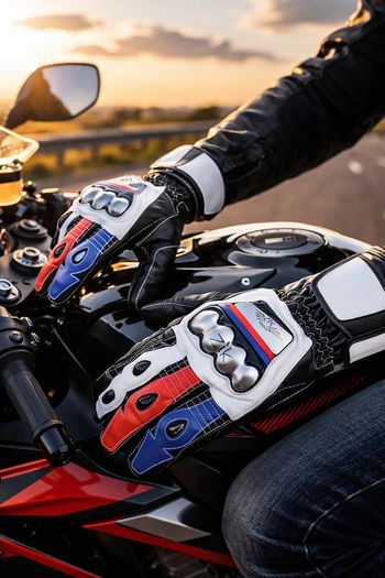 Premium Touchscreen Motorcycle Riding Leather Gloves