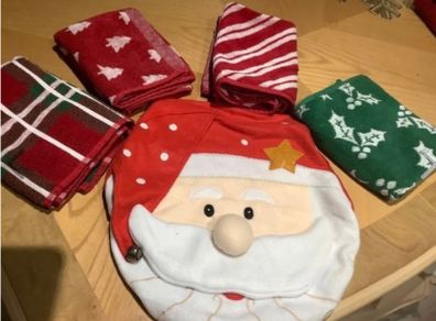 4 Guest Towels & Toilet Cover
