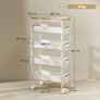 Wood 5-Tier Storage Trolley on Wheels - White Image 2