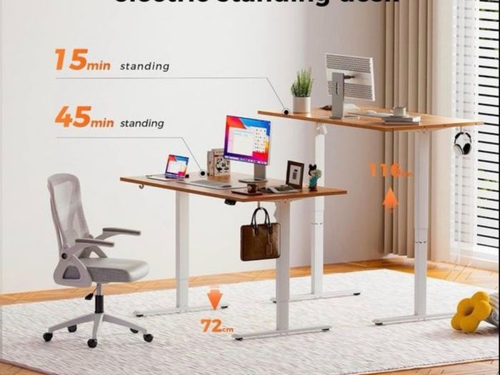 Height-Adjustable Electric Desk, 140x80 cm Sit-Stand Office Desk