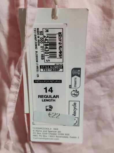 M&S Soft Pink  Shirt & Trousers