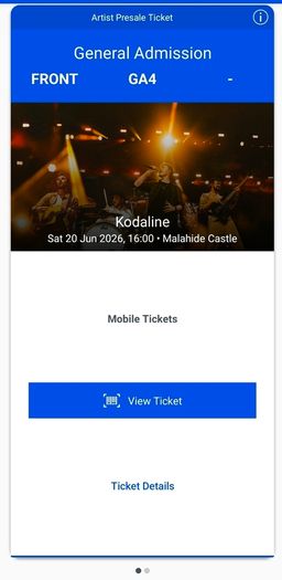 Kodaline Front Standing Tickets
