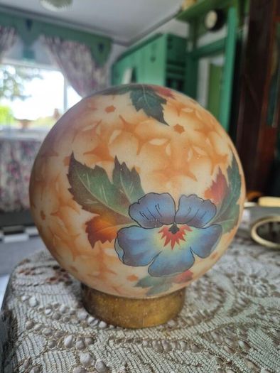 Handpainted Glass Globe shade Bellova Antique 1920s/30s Bellova Art Nouveau Czech glass globe shade