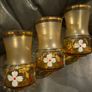 Vintage 3 Gilded Cherry Goblets. Bohemian Glass. Czechoslovakia Image 2