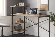 FREE SHIPPING Small Computer Desk with Shelves 100x50x98 cm, Home Office Desk, Study Writing Office Table, 4 Tier Shelf, Brown