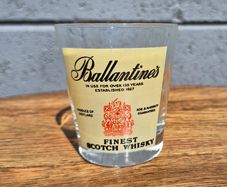 vintage 1960s Ballentine's fine scotch whiskey shot glass Rare red logo