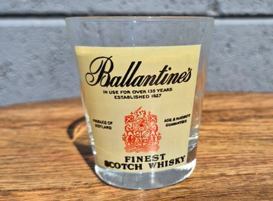 vintage 1960s Ballentine's fine scotch whiskey shot glass Rare red logo