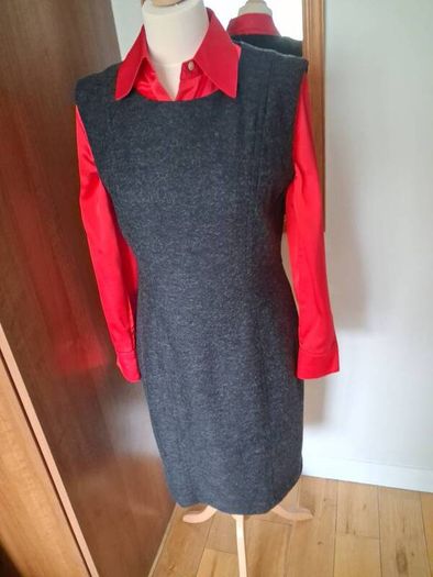 Hobbs Quality Wool Mix Grey Pinafore Dress Size 12