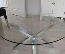 Glass and chrome coffee table with lamp table