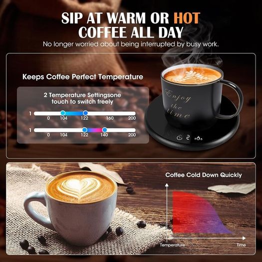 Coffee Mug Warmer, Electric Smart Beverage Mug Warmer Cup Warmer with Touch Tech & LED Backlit Display, Coffee Warmer for Home Office Coffee Mug, Milk-Cup Warmer with 2 Temperature Settings