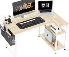 L Shaped Desk 100CM Computer Desk Study Office Desk Gaming Desk Writing Table With Bookshelf Reversible Corner Desk For Home Office Studio Workstation