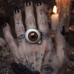 Handcrafted Ex Medical Prosthetic Glass Eye Ring size 7