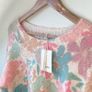 BNWT FRNCH Paris Pastel Floral Intarsia Knit Sweater Pink Blue Cream S/M Image 2