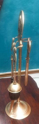 Brass fireside set.