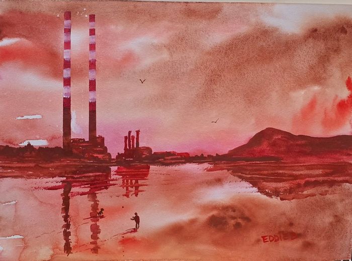 poolbeg   red  watercolour
