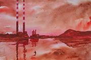 poolbeg   red  watercolour
