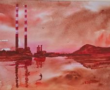 poolbeg   red  watercolour