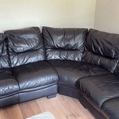 Black leather corner sofa