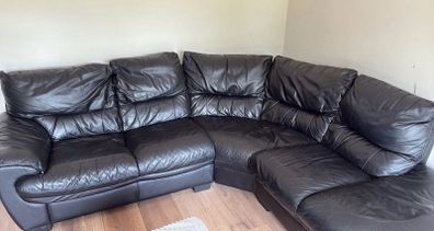 Black leather corner sofa