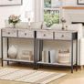 Narrow Console Table with 2 Drawers, Hallway Table with Storage, Sofe Table, Small Side Table for Small Spaces, Living Room, Entryway, Kitchen, Greige and Black Image 5