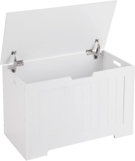 _Toy box chest bench storage space seat chest bench storage chest with large capacity white, wood, 76 x 48 x 40 cm (W x H x D)