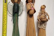 Vintage Asian Straw Lady Figurines,  dolls